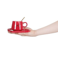 Be Mine Printed Ceramic Coffee Mug with Heart Shape Saucer & Spoon, Gift for Girls, Boys, Women, Man, Couple and others.