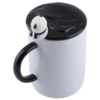 Cute Panda Ceramic Coffee Mug with 3D Panda Lid and Spoon, Cute Cups Novelty Coffee Tea Milk Christmas Mug for Women Girls Boys.