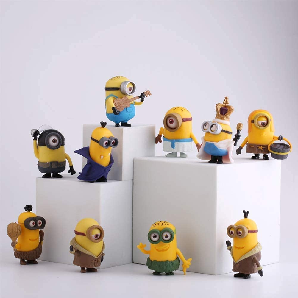 Little Minions Cartoon Action Mini Figures Action Figure Limited Edition for Car Dashboard, Decoration, Cake, Office Desk & Study Table (Pack of 10)