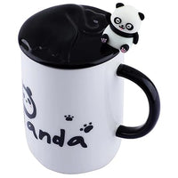 Cute Panda Ceramic Coffee Mug with 3D Panda Lid and Spoon, Cute Cups Novelty Coffee Tea Milk Christmas Mug for Women Girls Boys.