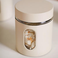 Window Metal Jacketed Glass Jars Set of 3 - Glass Containers for Kitchen Storage with Transparent See