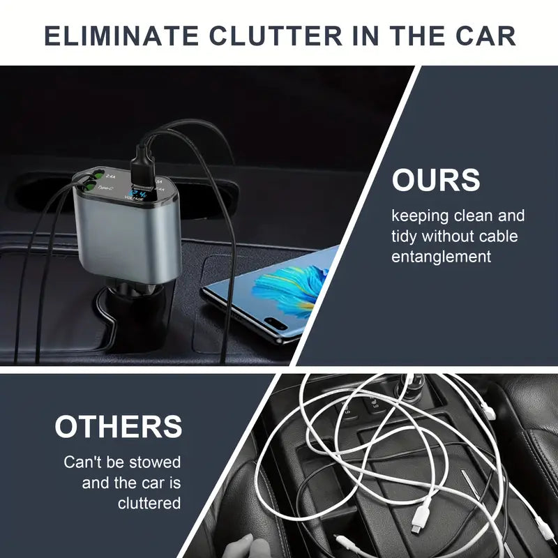 PowerGlide Car Charger 4 in 1 [2025 Ultra-Compact]