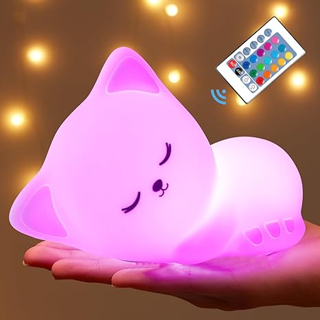 Soft Silicone Cat Seven Colors LED Night Light