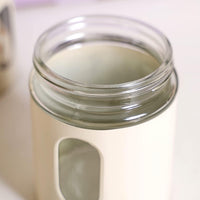 Window Metal Jacketed Glass Jars Set of 3 - Glass Containers for Kitchen Storage with Transparent See