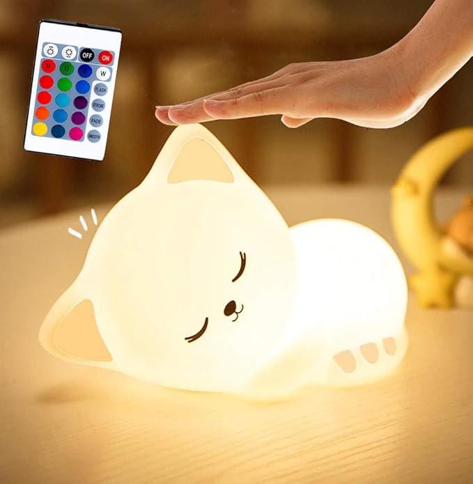 Soft Silicone Cat Seven Colors LED Night Light