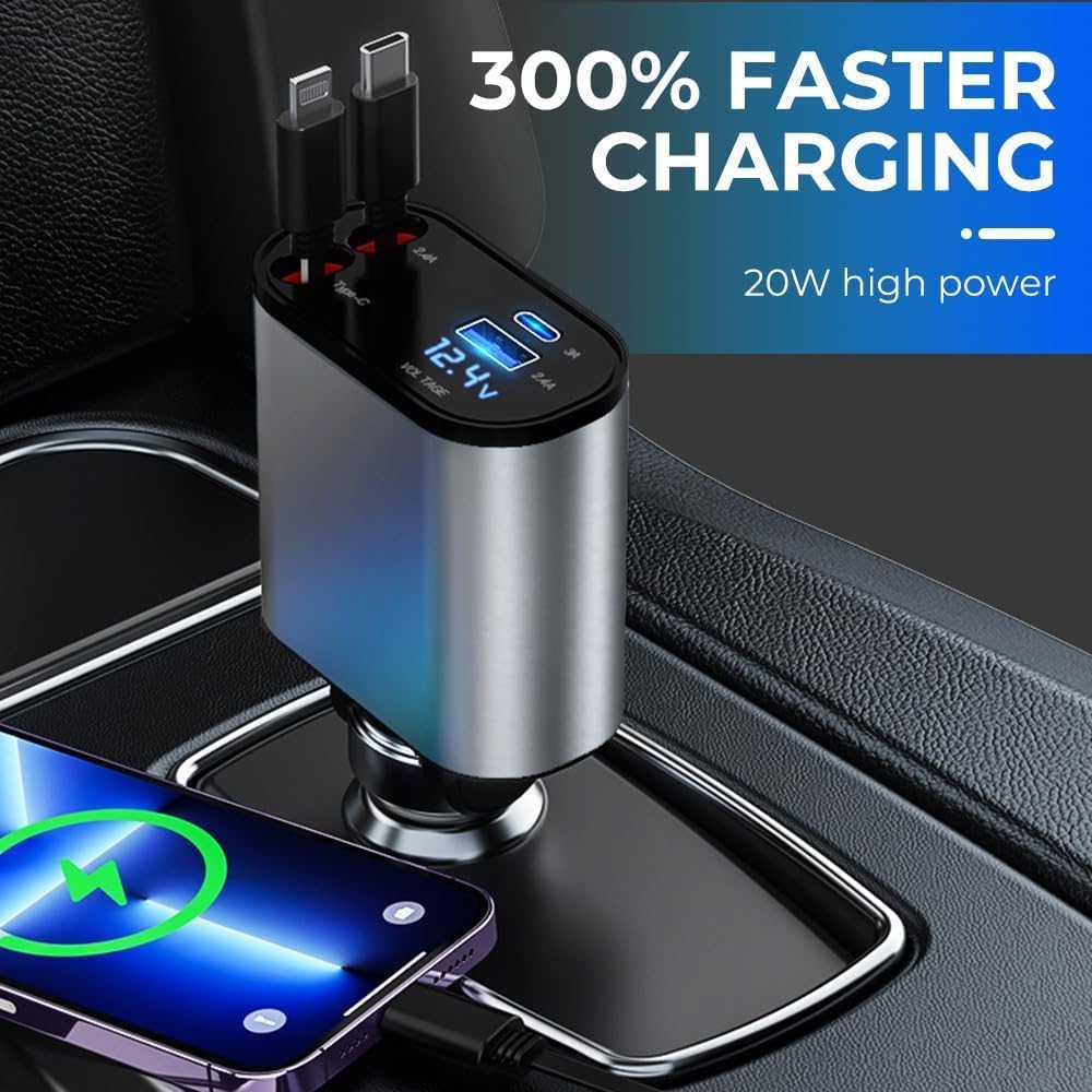 PowerGlide Car Charger 4 in 1 [2025 Ultra-Compact]