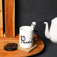 Cute Panda Ceramic Coffee Mug with 3D Panda Lid and Spoon, Cute Cups Novelty Coffee Tea Milk Christmas Mug for Women Girls Boys.