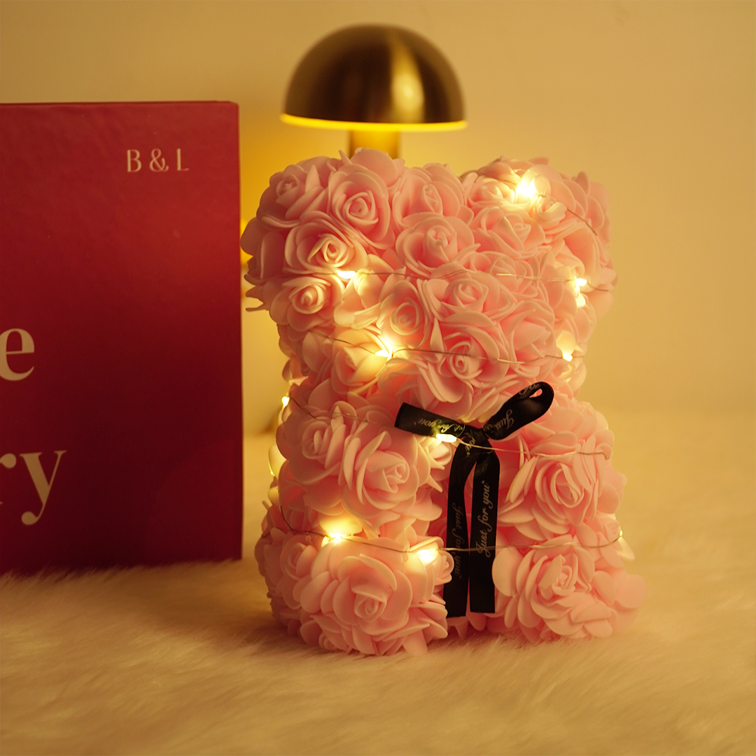 Rose Teddy Bear – Romantic Artificial Flower Bear Gift for Love & Special Moments