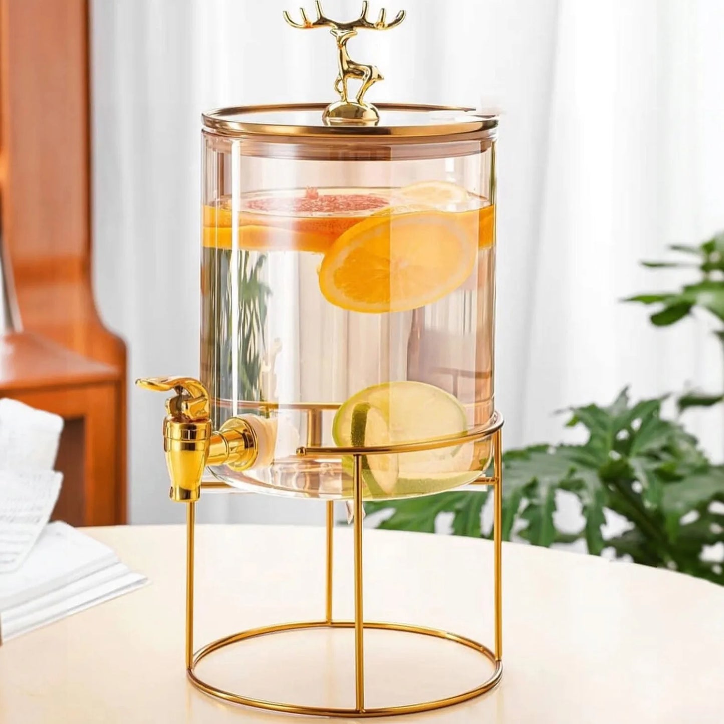 Reindeer Crown Glass Beverage Dispenser