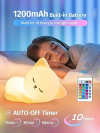 Soft Silicone Cat Seven Colors LED Night Light