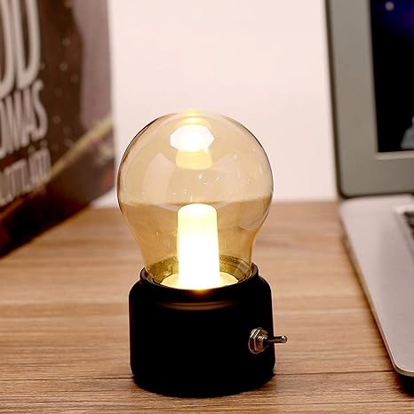 LED Bulb Night Light Retro USB Rechargeable Battery Mood Luminaire Writing Desk Table Lights Portable Bedside Lamp Energy Saving Bedroom Lamp, High Light Transmission Lamp, Study Table Desk Lamp