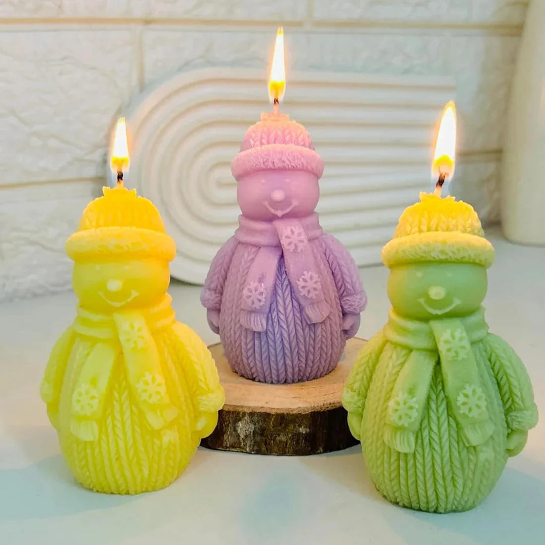 Snowman candle for christmas gifts -pack of 3