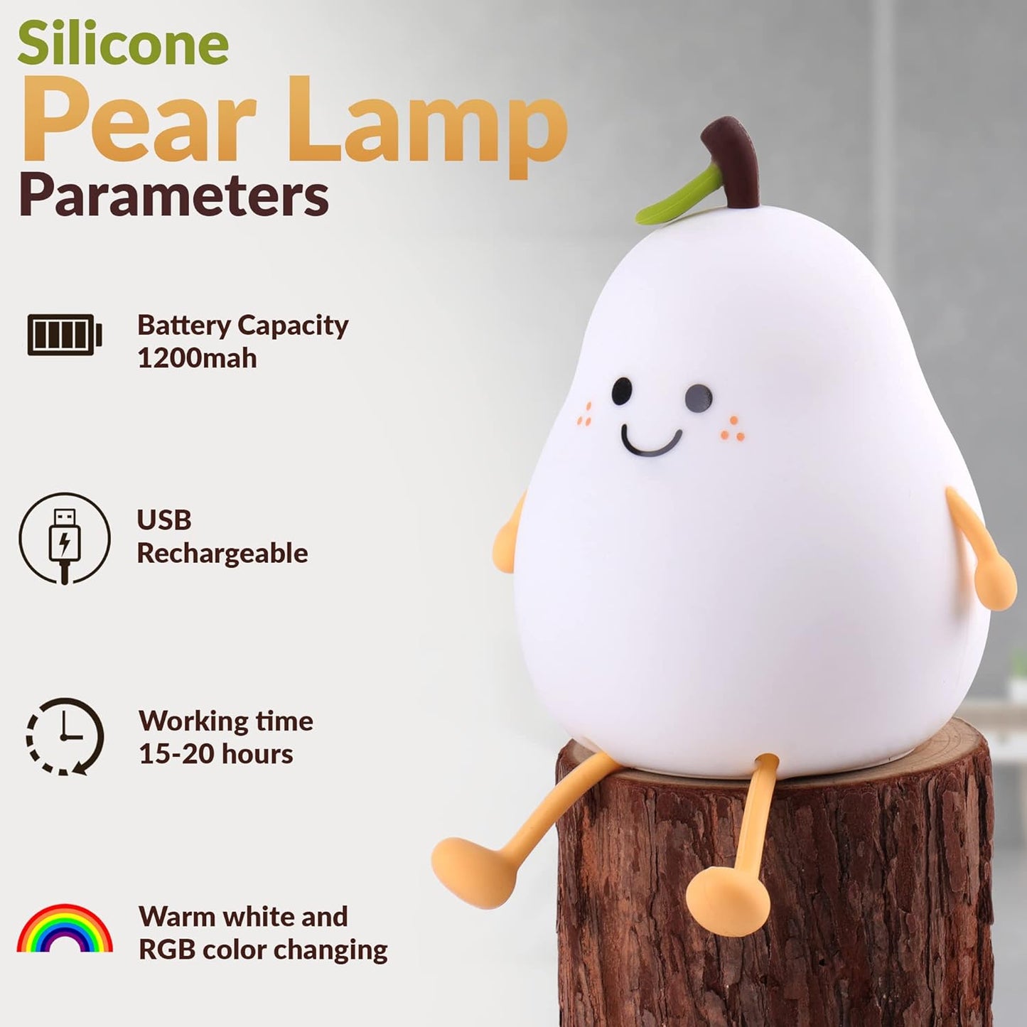 Cute Silicone Pear LED Night Lamp