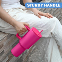 Stainless Steel Tumbler – Matte Finish |Sipper | Leak-Proof | With 2 Straw & Brush 1.2L