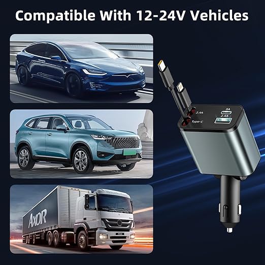 PowerGlide Car Charger 4 in 1 [2025 Ultra-Compact]