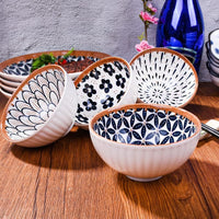Set of 4 Monochrome Elegance Ceramic Bowls – (11.5cm, 265ml each)
