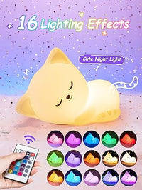 Soft Silicone Cat Seven Colors LED Night Light