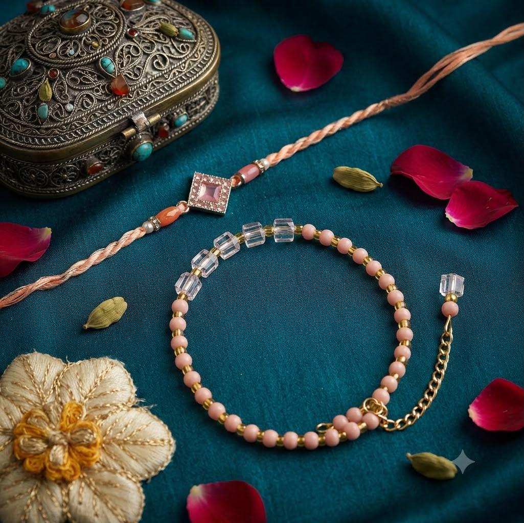 Rakhi Gift Set | Designer Crystal Rakhi with Matching Bracelet