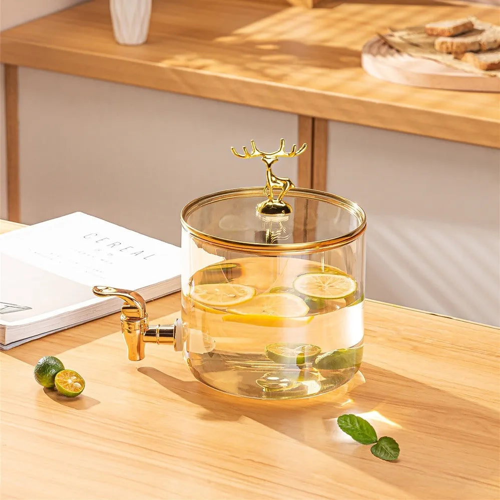 Reindeer Crown Glass Beverage Dispenser