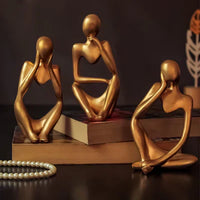 TIED RIBBONS Set of 3 Modern Art Man Showpiece Abstract Thinker Statue for Home Decor Items Decorative Showpiece - 13 cm