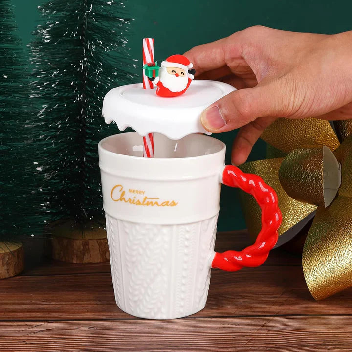 Merry Christmas Mug With Straw