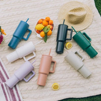 Stainless Steel Tumbler – Matte Finish |Sipper | Leak-Proof | With 2 Straw & Brush 1.2L