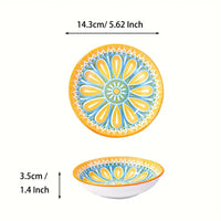 Vibrant Sunshine Bloom Ceramic Bowls – Set of 4 (220ml each)