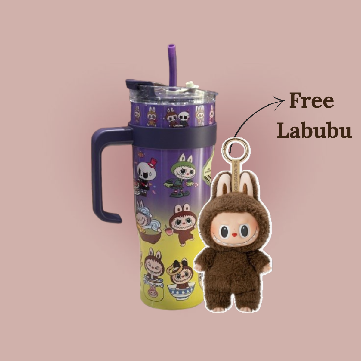 Labubuu Stainless Steel Tumbler with Free Labubuu Doll – 1200ml | Blind Box Edition