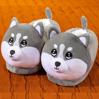 Husky Slippers Plush Lining Non Slip Winter House Slippers for Couples Christmas Gift (Universal Size)