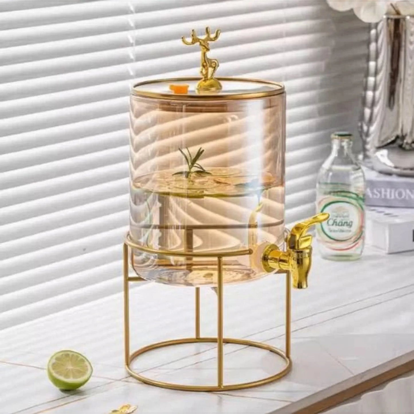 Reindeer Crown Glass Beverage Dispenser