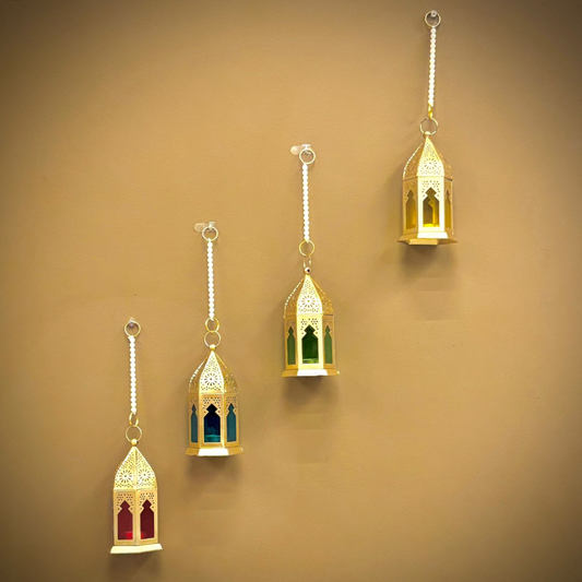 Moroccan-Style Hanging Lanterns Set of 4