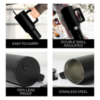 Matte Black Insulated Travel Mug with Handle & Straw