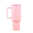 Blush Dark Pink Lid Premium Insulated Tumbler with Handle & Straw