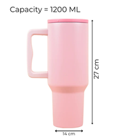 Blush Dark Pink Lid Premium Insulated Tumbler with Handle & Straw