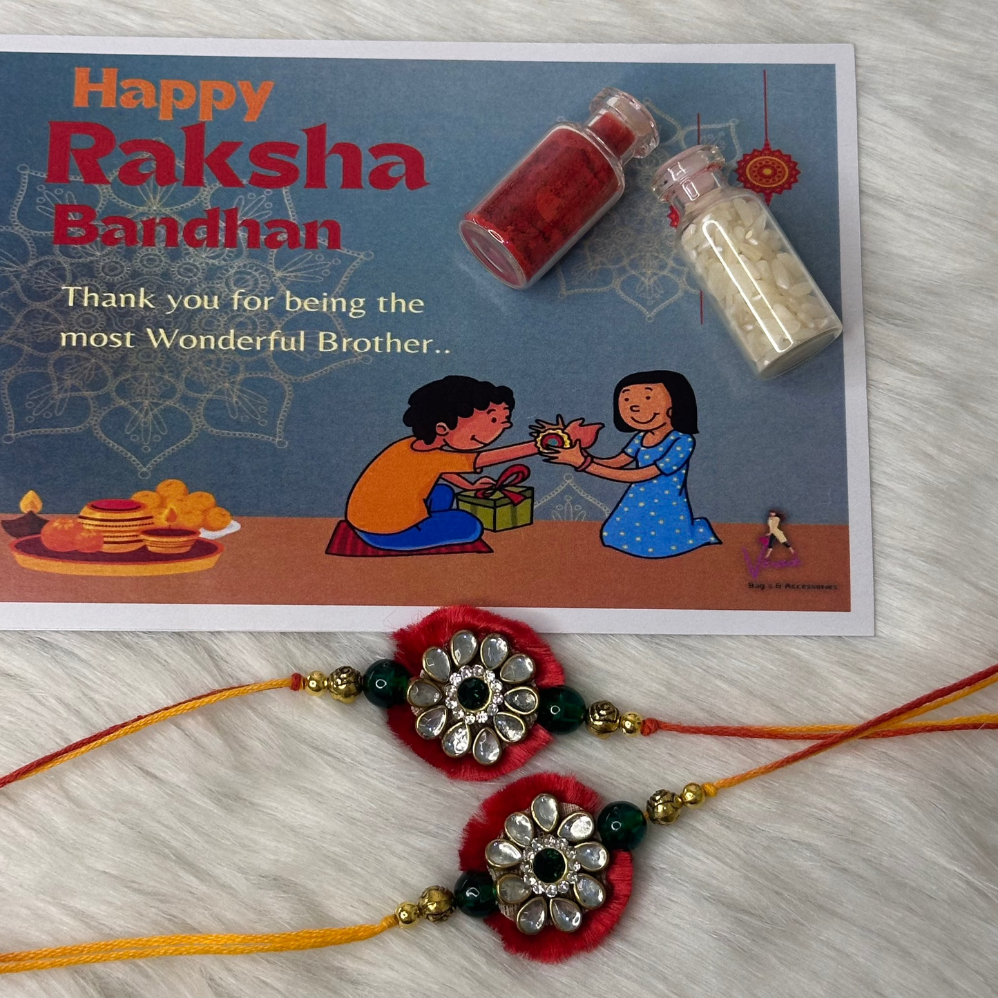 Sibling Love Rakhi Gift Set – 2 Rakhis, Cushion, Mug & Ritual Set