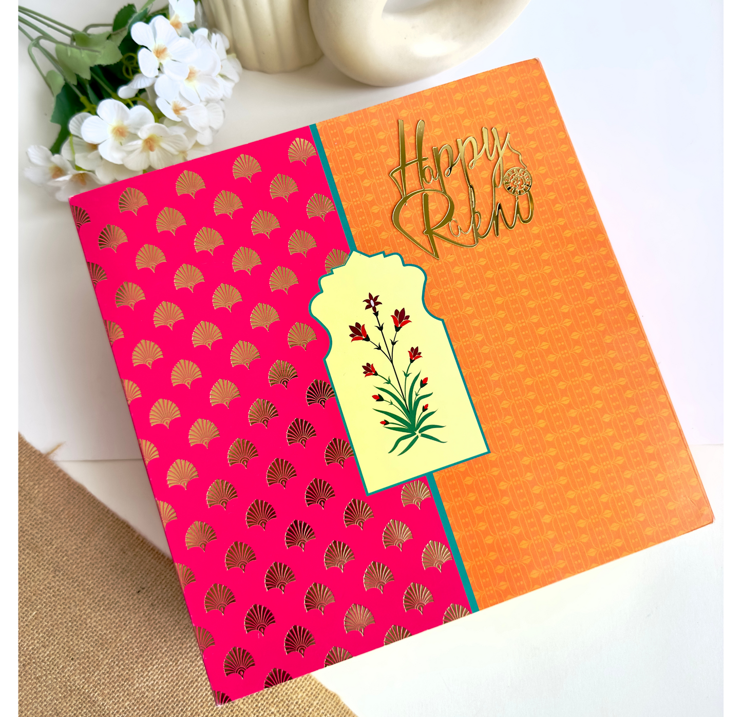Festive Rakhi Delight Box – Gourmet Treats & Designer Rakhi Set