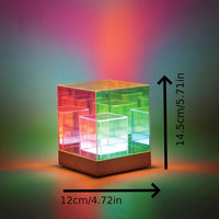 3D Art Cube Acrylic lamp, Decorative Table Lamp, 3 Colour Changing Stepless Dimming Touch Lamp