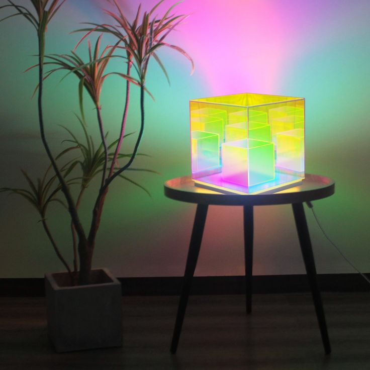 3D Art Cube Acrylic lamp, Decorative Table Lamp, 3 Colour Changing Stepless Dimming Touch Lamp