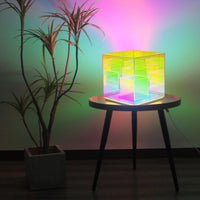 3D Art Cube Acrylic lamp, Decorative Table Lamp, 3 Colour Changing Stepless Dimming Touch Lamp