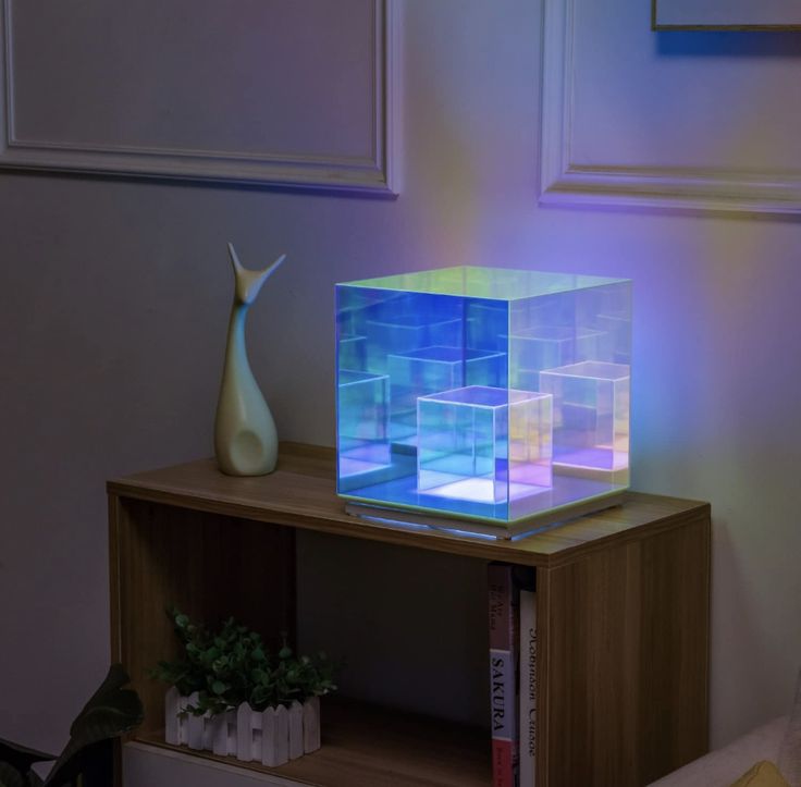 3D Art Cube Acrylic lamp, Decorative Table Lamp, 3 Colour Changing Stepless Dimming Touch Lamp