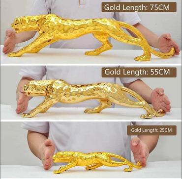 Abstract Gold Panther Sculpture