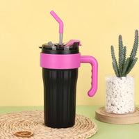 Personalized Stainless Steel Insulated Tumbler with Handle & Straw ( pack of 1 )