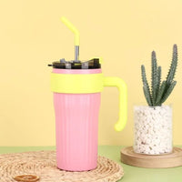 Personalized Stainless Steel Insulated Tumbler with Handle & Straw ( pack of 1 )