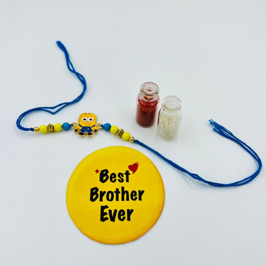 Minion Rakhi with “Best Brother Ever” Badge & Roli Chawal Set