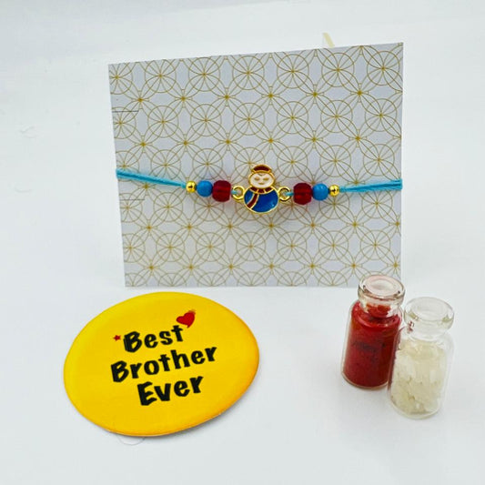 Cute Cartoon Rakhi with Beads – “Best Brother Ever” Gift Combo