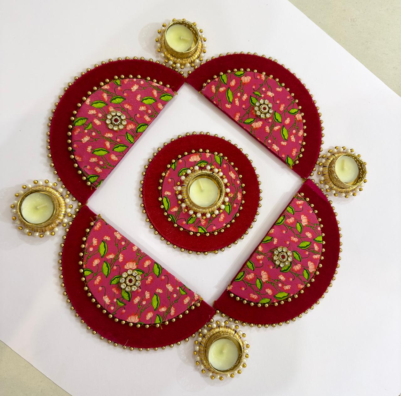 Luxury Lotus Motif Tealight Rangoli Set