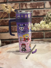 LABUBUU Cartoon Tumblers with Straw – 1200ml Cute & Cool(Random Design)