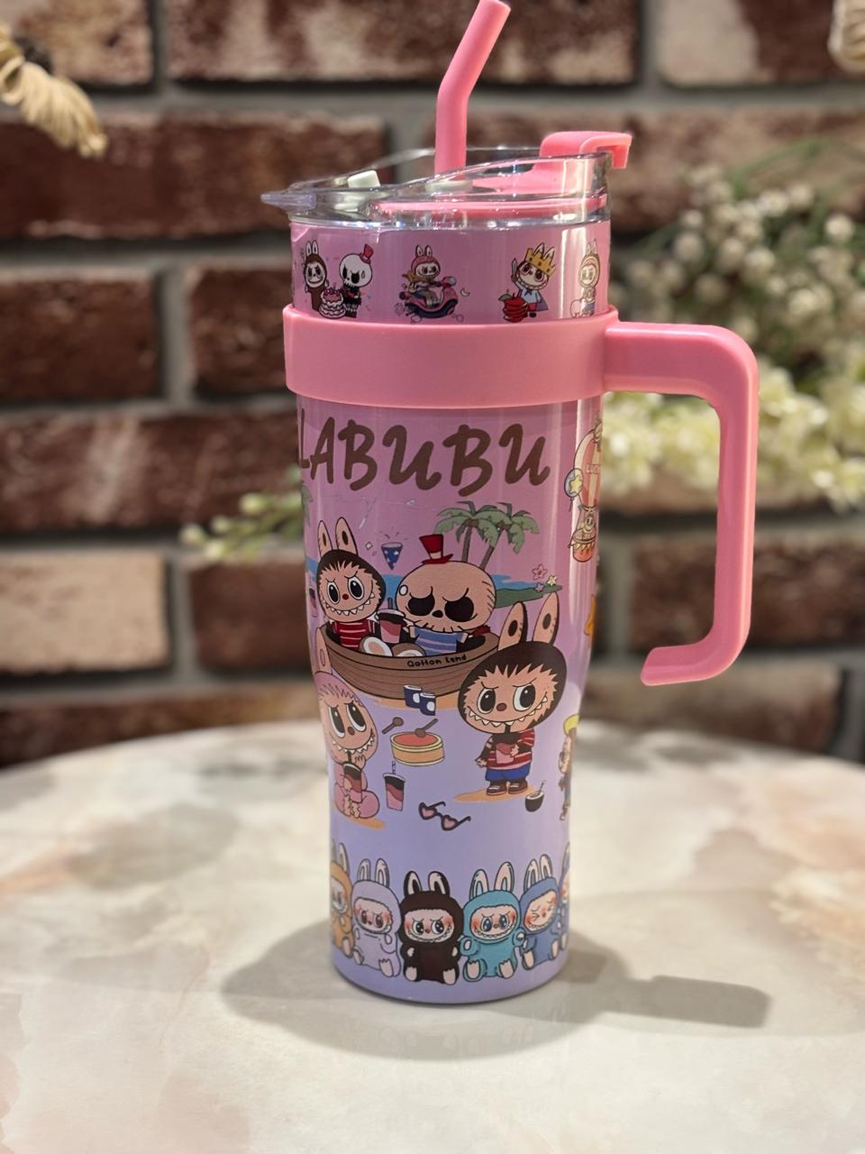 LABUBUU Cartoon Tumblers with Straw – 1200ml Cute & Cool(Random Design)