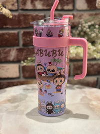 LABUBUU Cartoon Tumblers with Straw – 1200ml Cute & Cool(Random Design)
