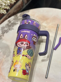 LABUBUU Cartoon Tumblers with Straw – 1200ml Cute & Cool(Random Design)